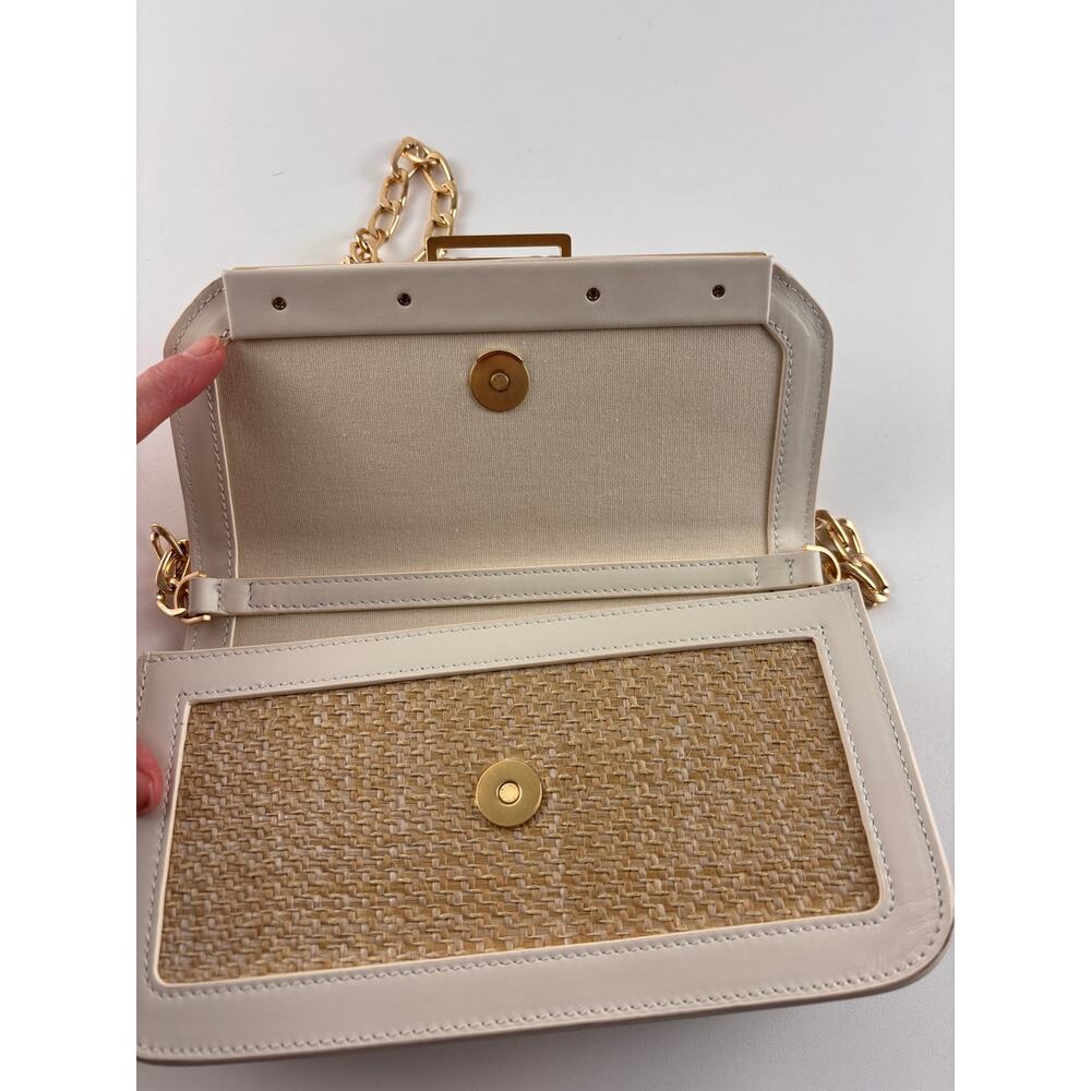 Reiss Lexi Raffia White Gold Chain Shoulder Bag - Picture 9 of 12
